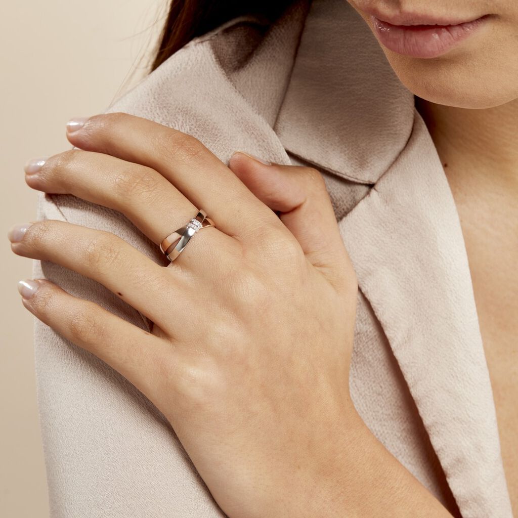 Bague Tonnia Or Bicolore Diamant - Bagues avec pierre Femme | Histoire d’Or
