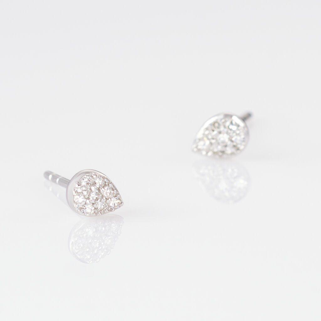 Boucles D'oreilles Puces Nevena Or Blanc Diamant - Clous d'oreilles Femme | Histoire d&rsquo;Or