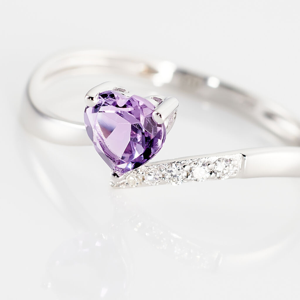 Bague Eva Or Blanc Amethyste Et Diamant - Bagues Coeur Femme | Histoire d’Or