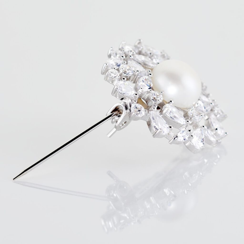 Broche Kaki Argent Blanc Perle De Culture - Autres bijoux Femme | Histoire d’Or