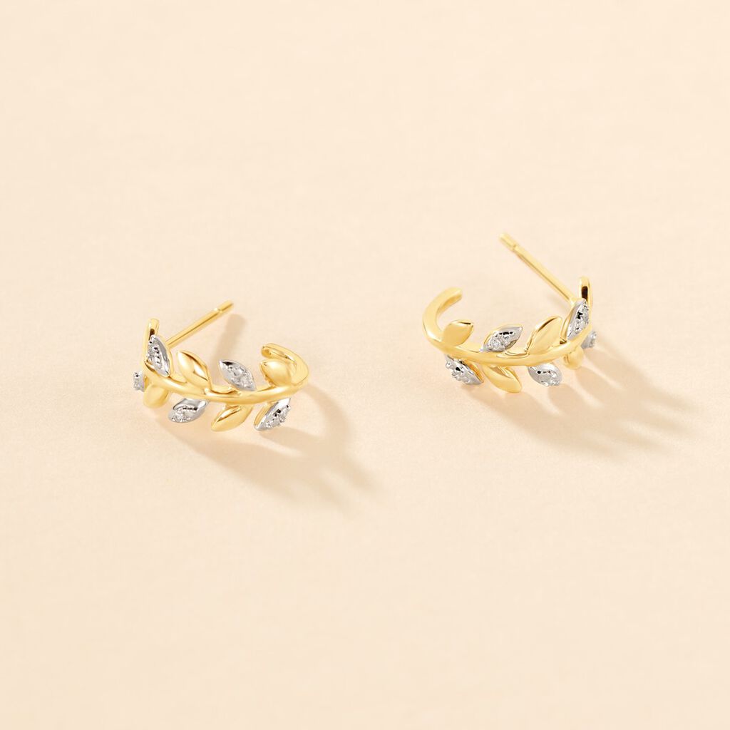 Créoles Emelyne Or Jaune Diamant - Boucles d'oreilles créoles Femme | Histoire d’Or
