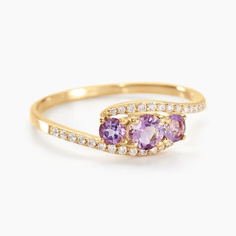Bague Chloe Or Jaune Amethyste Et Oxyde De Zirconium - Bagues solitaires Femme | Histoire d&rsquo;Or