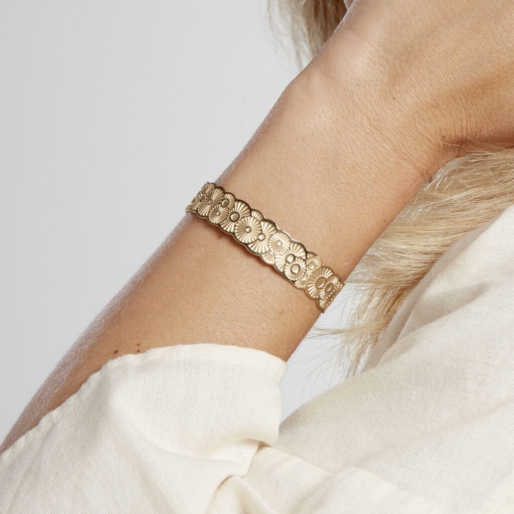 Bracelet Jonc Imagine Florette Acier Jaune - Bracelets joncs Femme | Histoire d&rsquo;Or
