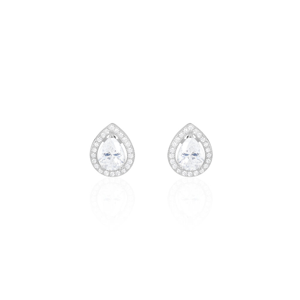 Boucles D’oreilles Puces Pilar Argent Blanc Oxyde De Zirconium