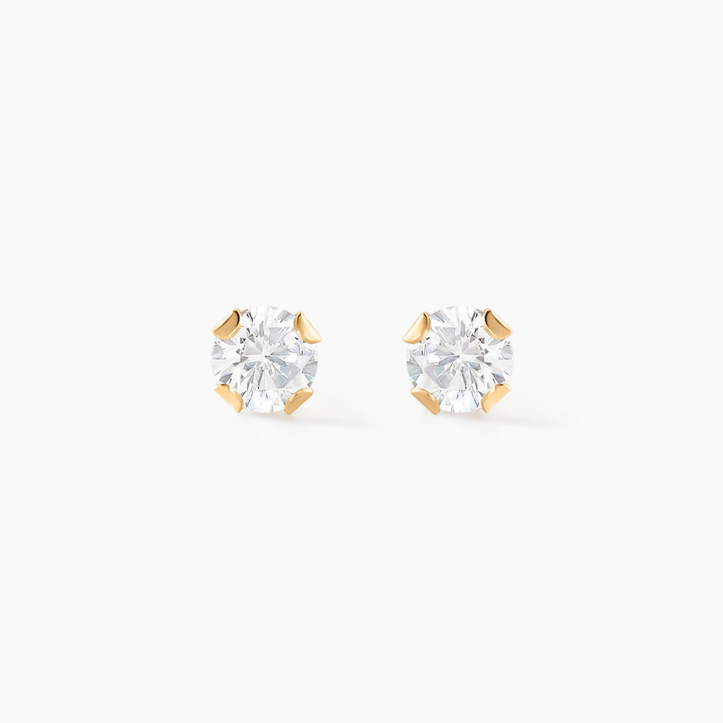 Boucles D'oreilles Puces Eddie Or Jaune Oxyde De Zirconium - Clous d'oreilles Femme | Histoire d’Or