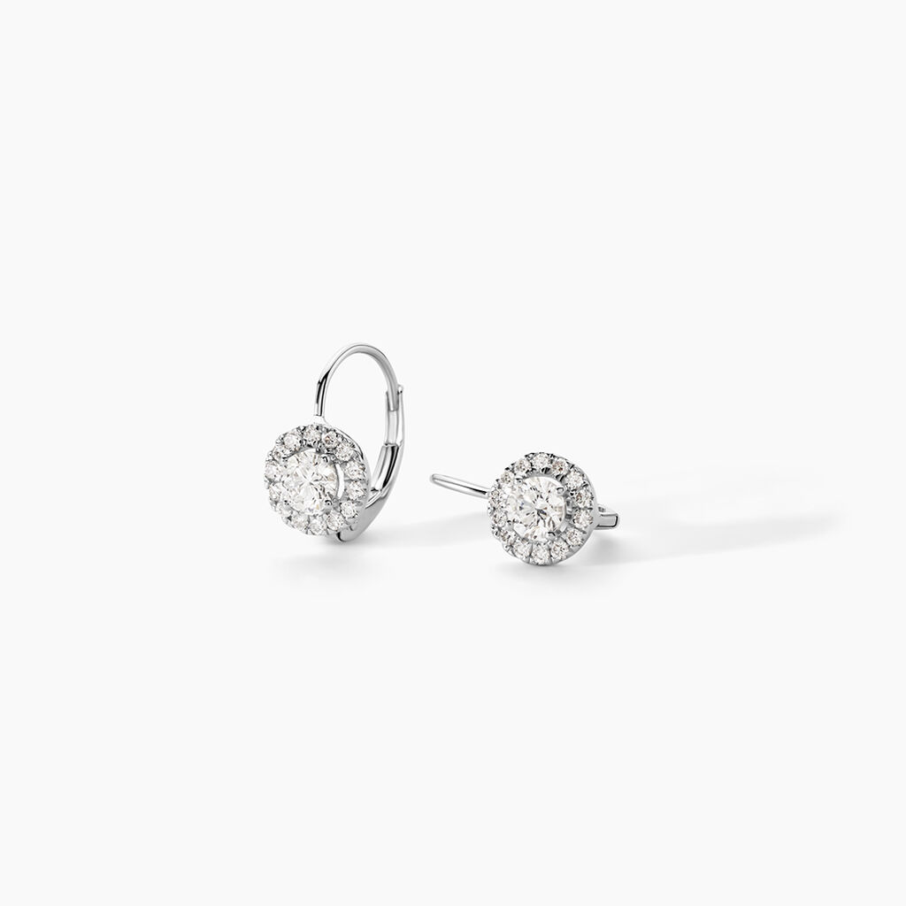 Boucles D'oreilles Pendantes Mentoura Or Blanc Diamant Synth&eacute;tique - Boucles d'oreilles pendantes Femme | Histoire d&rsquo;Or