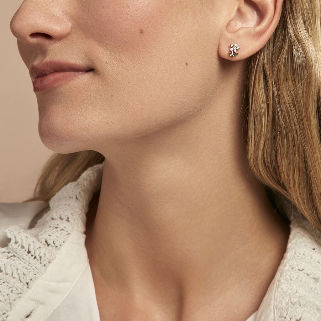 Boucles D'oreilles Puces Moana Argent Rose Oxyde De Zirconium - Boucles d'oreilles fantaisie Femme | Histoire d’Or