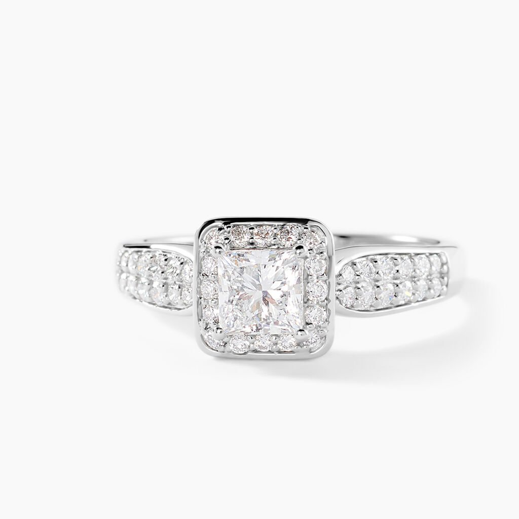 Bague Princessa Platine Blanc Diamant Synth&eacute;tique - Bagues solitaires Femme | Histoire d&rsquo;Or