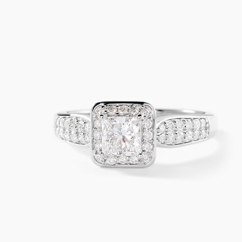 Bague Princessa Platine Blanc Diamant Synth&eacute;tique - Bagues solitaires Femme | Histoire d&rsquo;Or