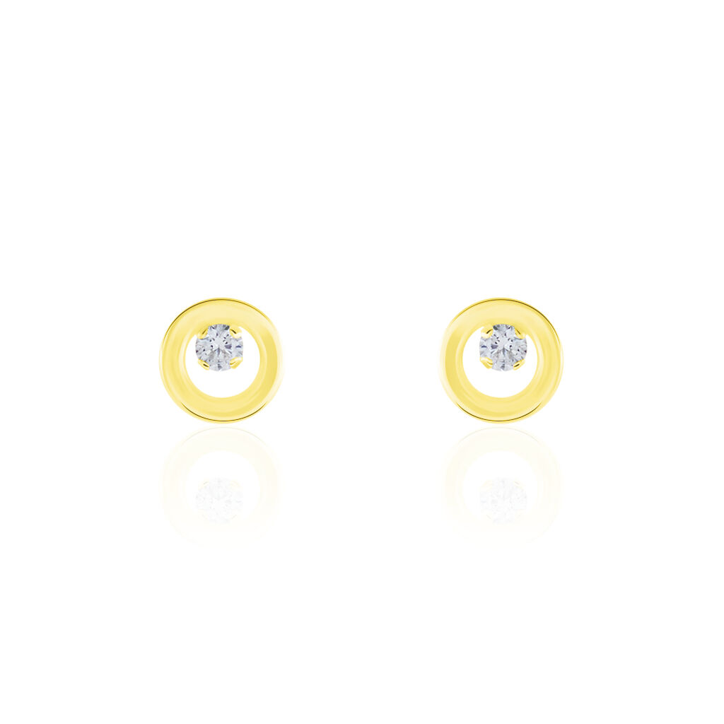 Boucles D'oreilles Puces Edmee Cercle Or Jaune Oxyde De Zirconium - Clous d'oreilles Femme | Histoire d’Or