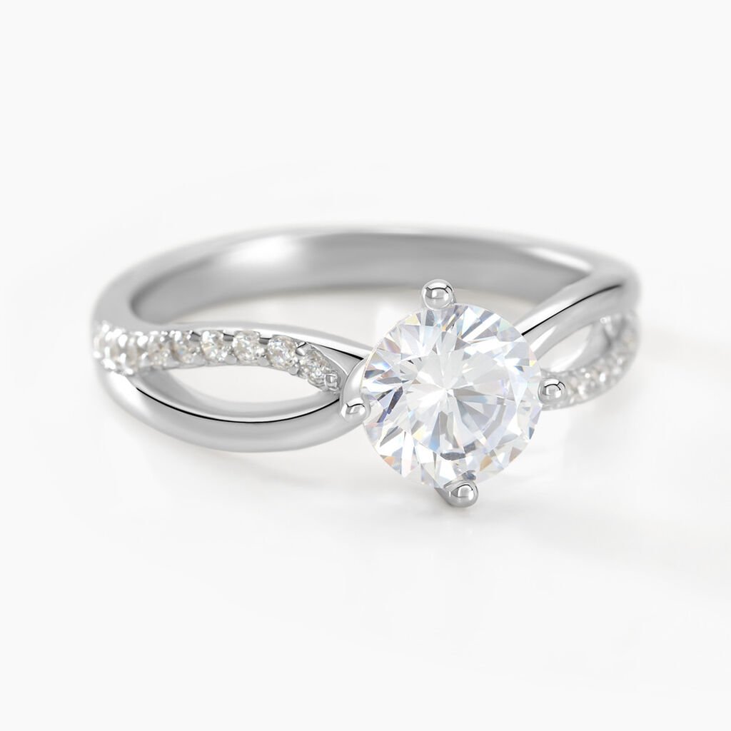 Bague Solitaire Essie Argent Blanc Oxyde De Zirconium - Bagues solitaires Femme | Histoire d&rsquo;Or