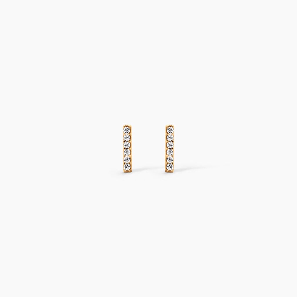 Boucles D'Oreilles Puces Carmelia Plaqu&eacute; Or Jaune Oxyde De Zirconium - Boucles d'oreilles fantaisie Femme | Histoire d&rsquo;Or