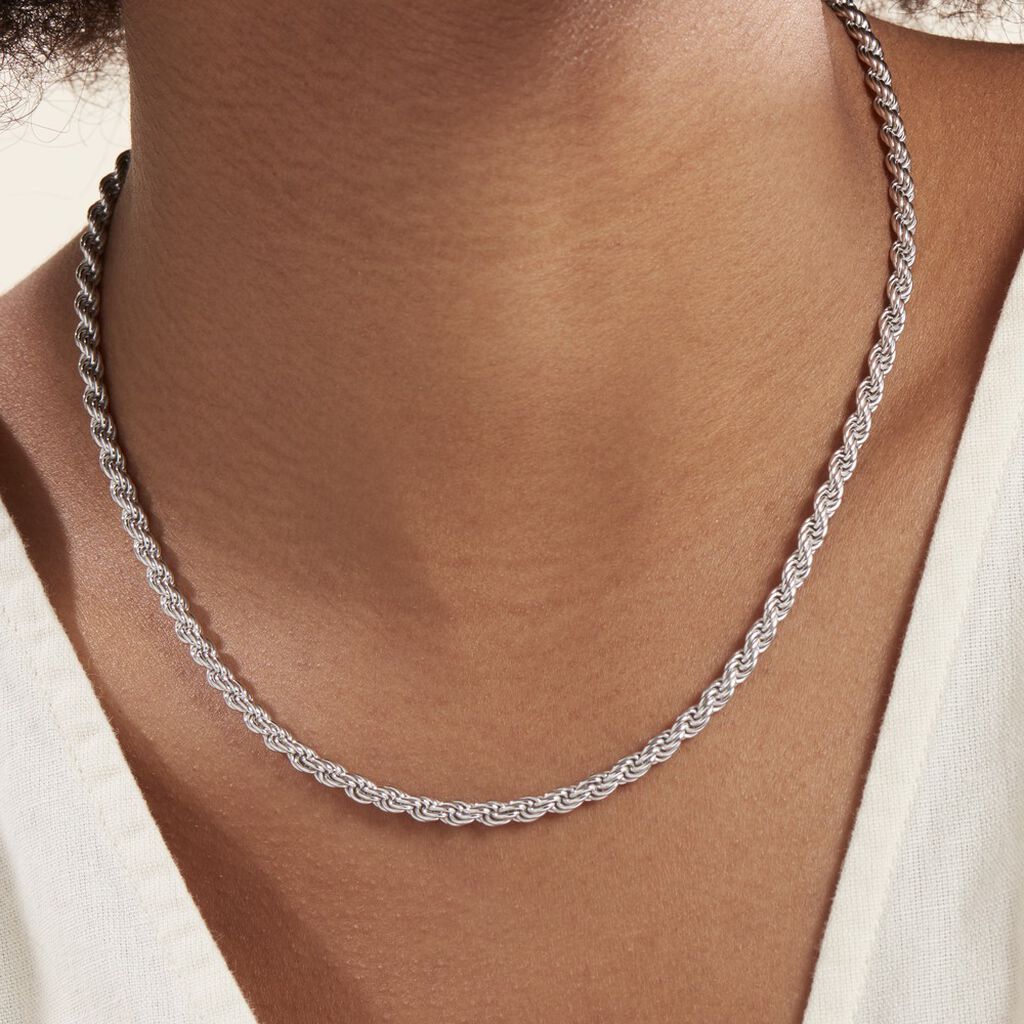 Collier Cacilda Maille Corde Argent Blanc - Chaines Femme | Histoire d’Or