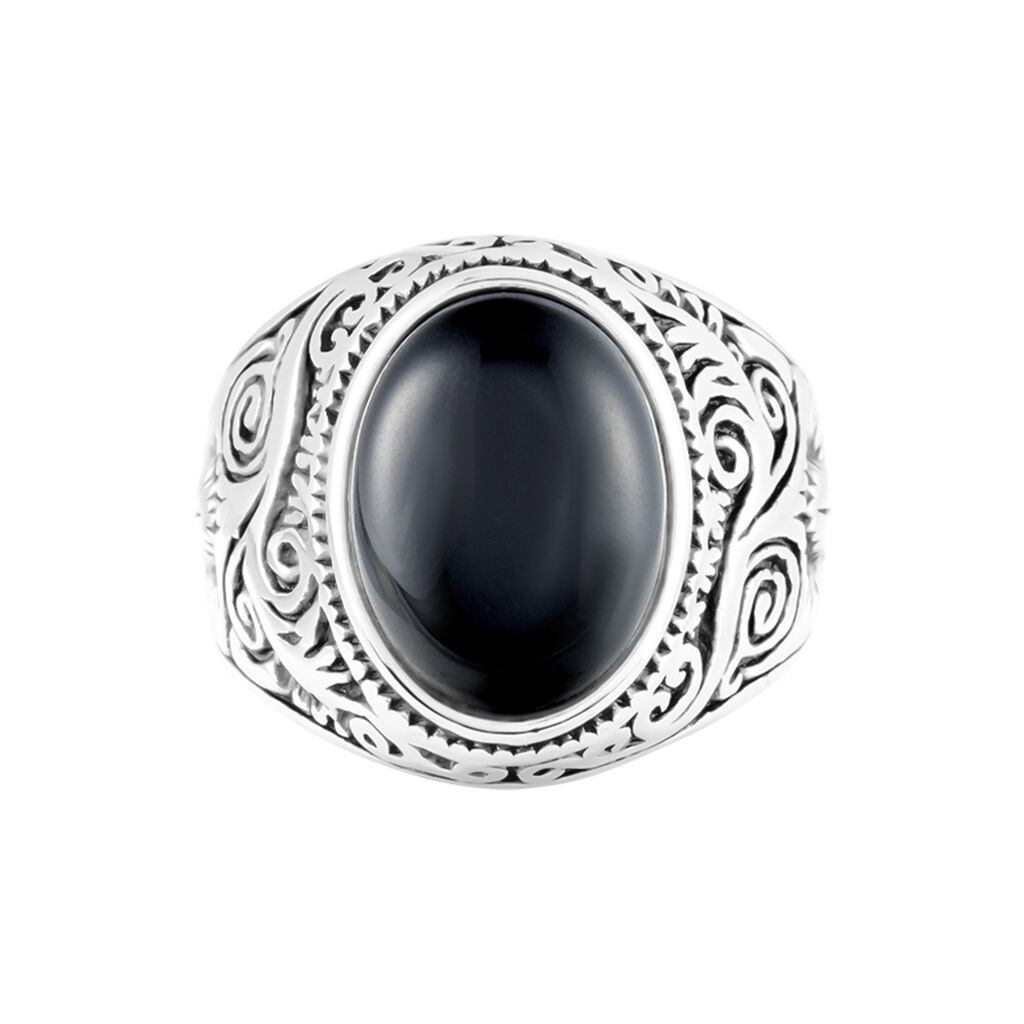 Chevalière Zayn Acier Blanc Agate - Bagues solitaires Homme | Histoire d’Or