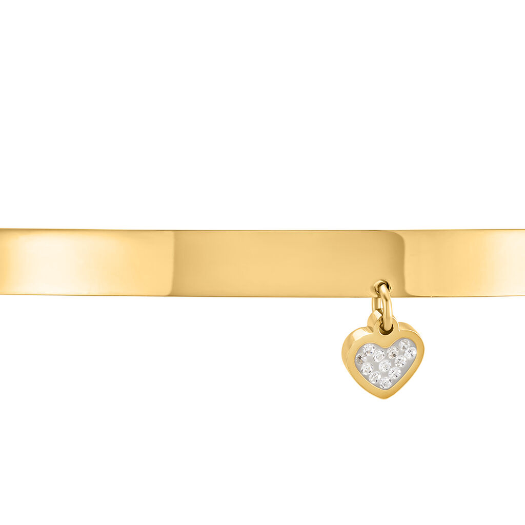 Bracelet Jonc Big Love Acier Jaune Cristal - Bracelets Coeur Femme | Histoire d’Or