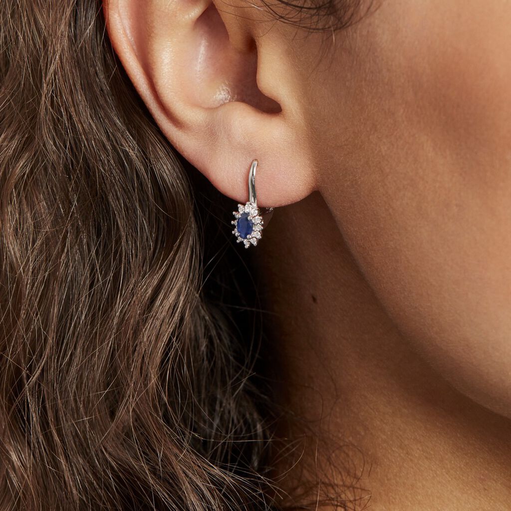 Boucles D'oreilles Pendantes Vladimir Or Blanc Saphir Diamant - Boucles d'oreilles pendantes Femme | Histoire d’Or