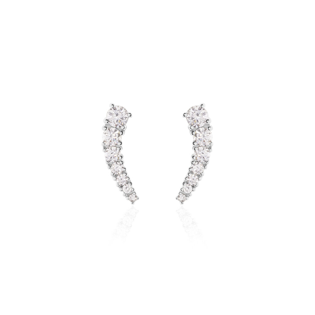 Boucles D'oreilles Grimpantes Aldrick Argent Blanc Oxyde De Zirconium - Boucles d'oreilles fantaisie Femme | Histoire d’Or