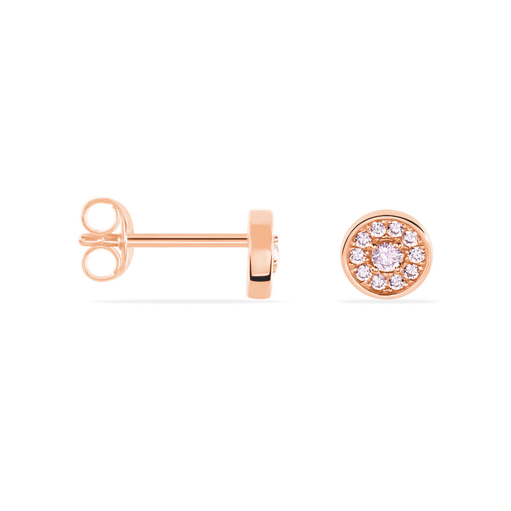 Boucles D'oreilles Puces Auxana Argent Rose Oxyde De Zirconium - Boucles d'oreilles fantaisie Femme | Histoire d’Or