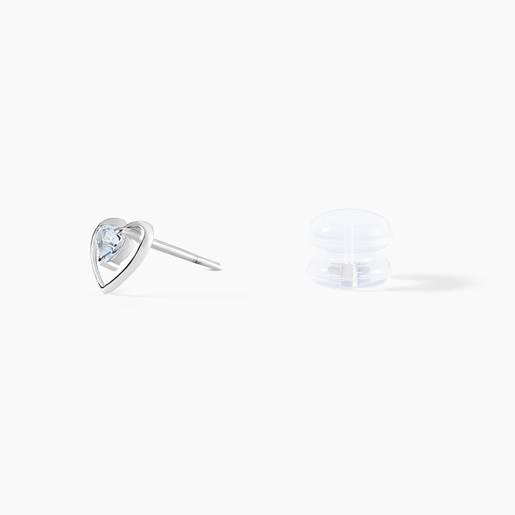 Boucles D'oreilles Puces Luann Or Blanc Topaze - Clous d'oreilles Femme | Histoire d’Or