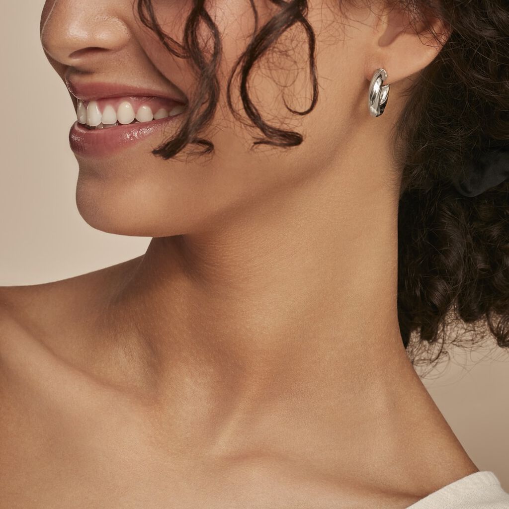 Créoles Argent Blanc Sunset - Boucles d'oreilles créoles Femme | Histoire d’Or
