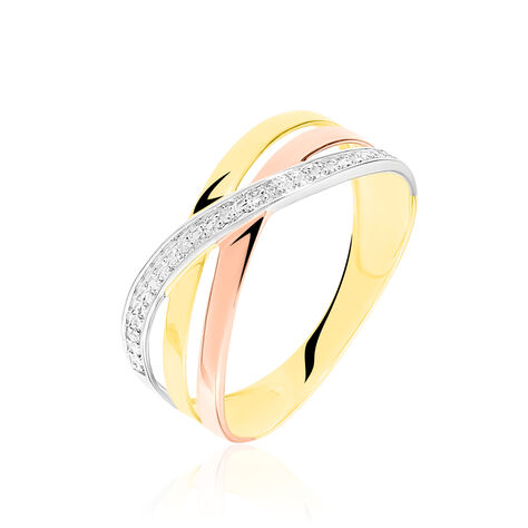Bague Croisee Or Tricolore Diamant - Bagues avec pierre Femme | Histoire d’Or