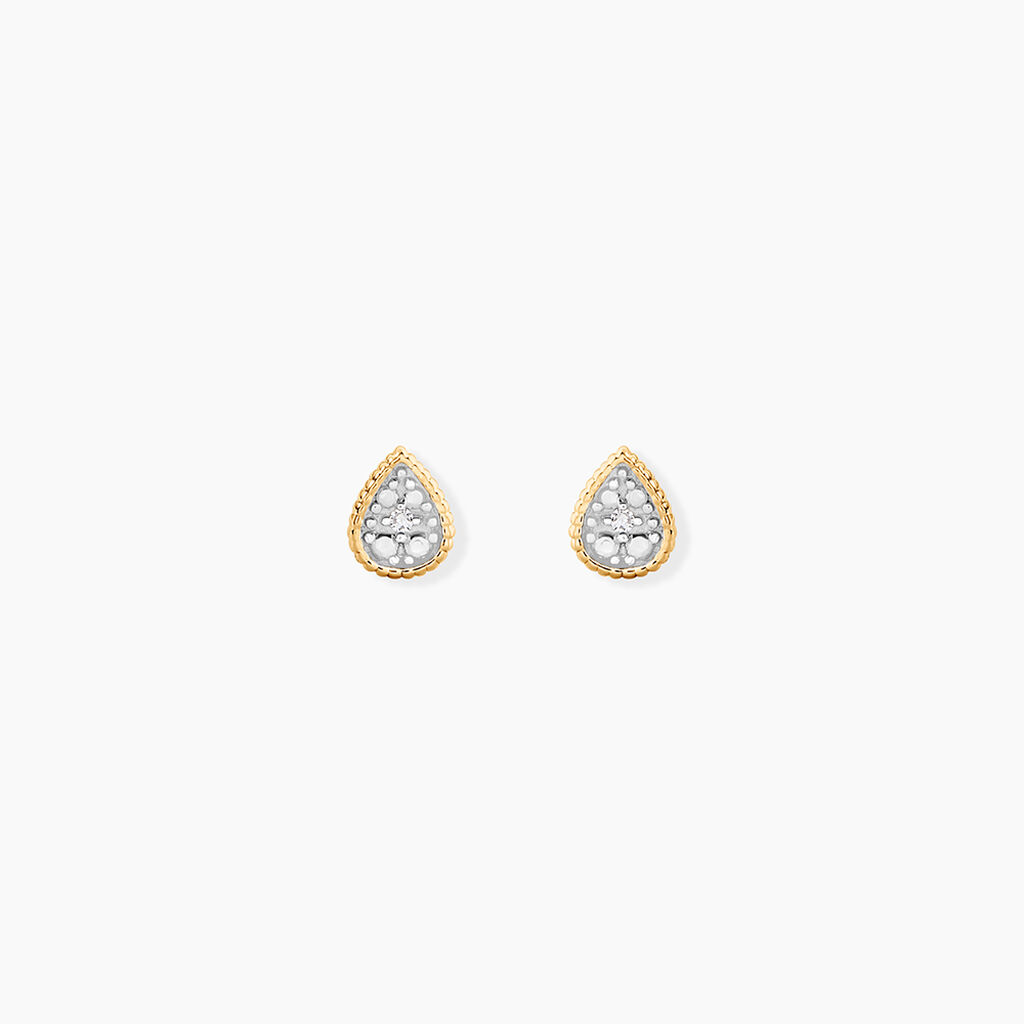 Boucles D'Oreilles Puces Mon Premier Diamant Or Jaune - Clous d'oreilles Femme | Histoire d&rsquo;Or