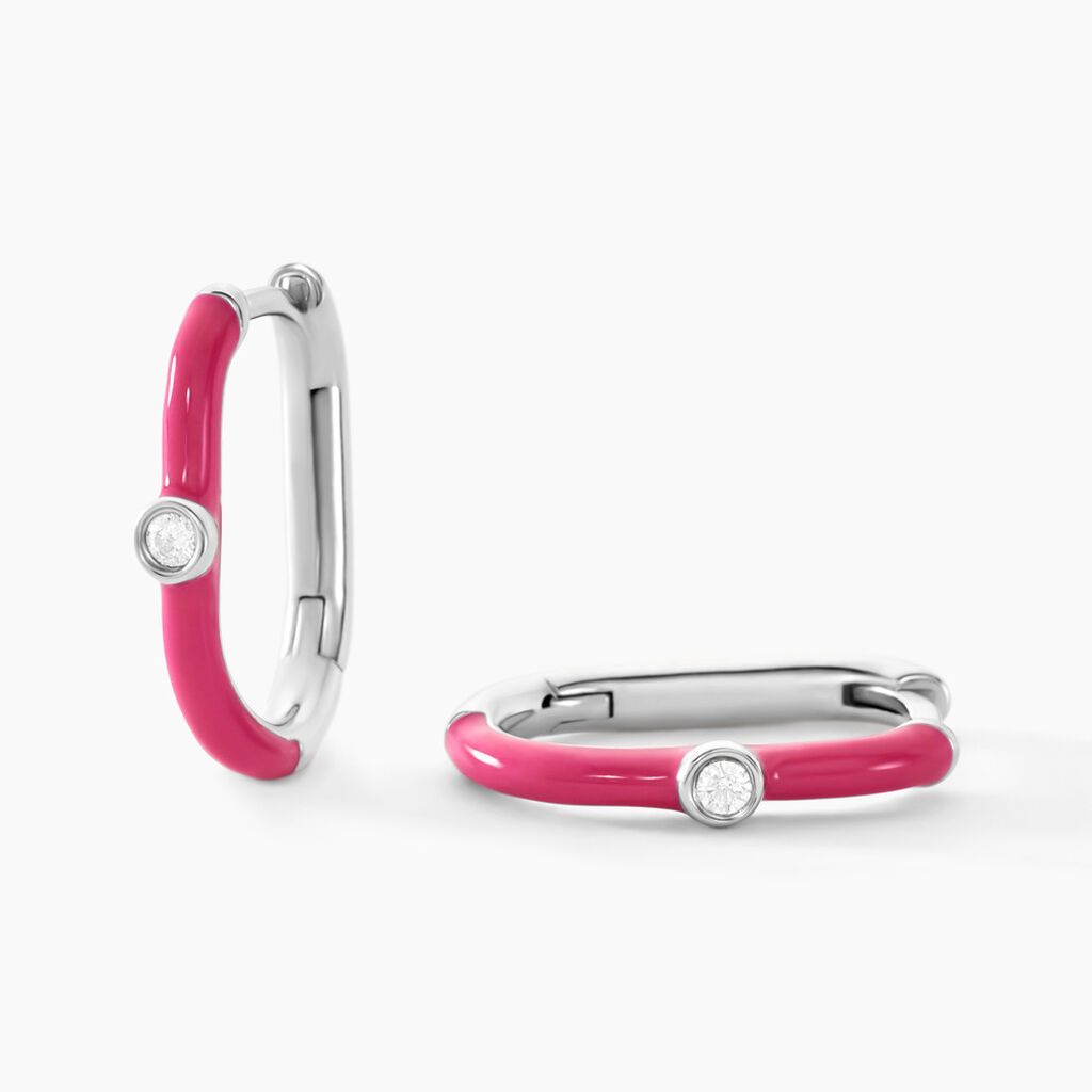 Créoles Infini Pop Argent Blanc Oxyde De Zirconium