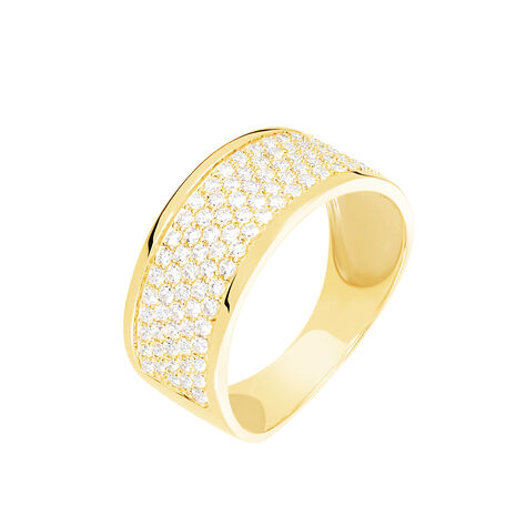 Bague Banda Or Jaune Oxyde De Zirconium - Bagues avec pierre Femme | Histoire d’Or