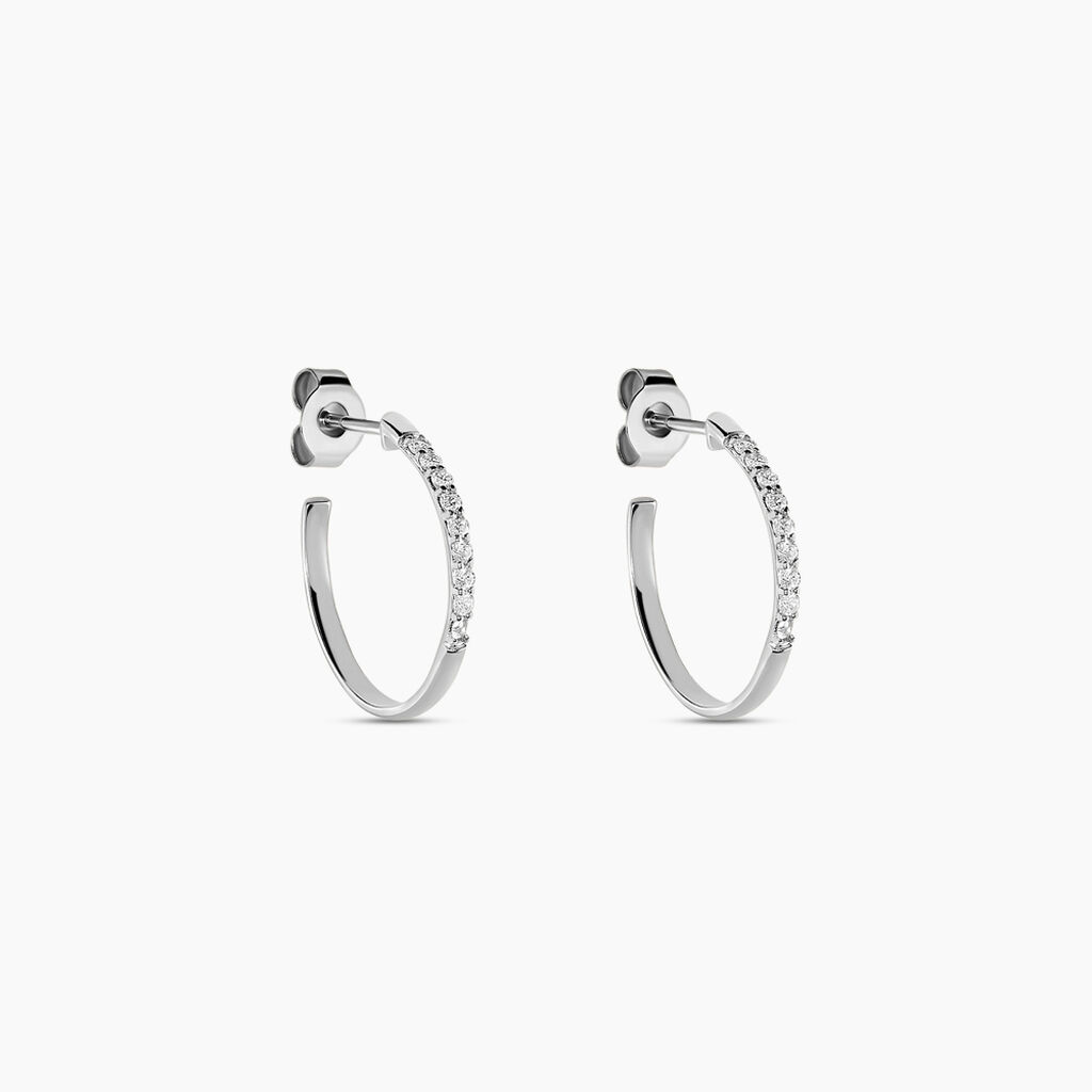 Créoles Ahab Argent Blanc Oxyde De Zirconium - Boucles d'oreilles créoles Femme | Histoire d’Or