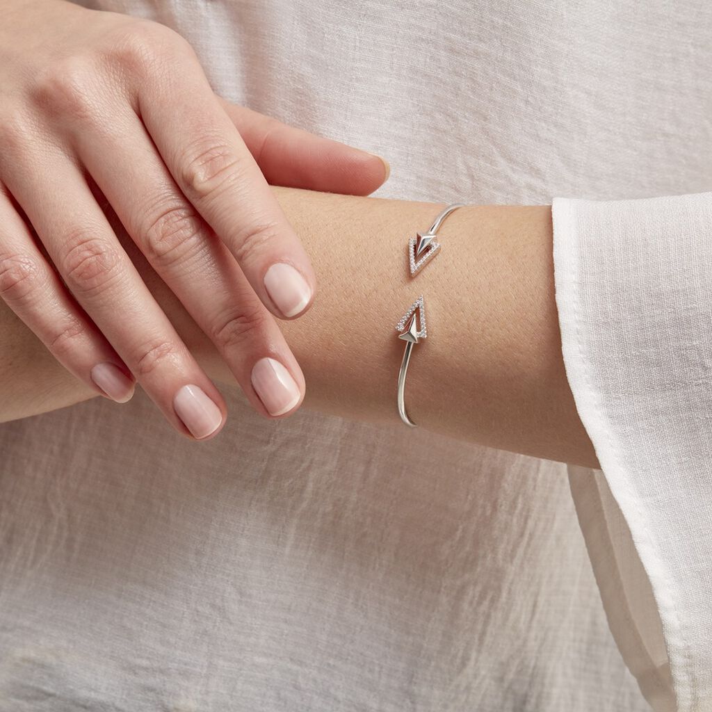 Bracelet Jonc Deva Argent Blanc Oxyde De Zirconium - Bracelets joncs Femme | Histoire d’Or