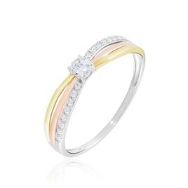 Bague Or Tricolore Peregrine Oxyde De Zirconium - Bagues solitaires Femme | Histoire d’Or