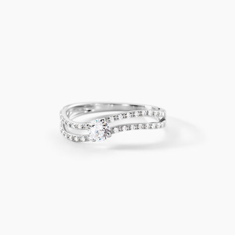 Bague Vrille Double Or Blanc Oxyde De Zirconium - Bagues solitaires Femme | Histoire d&rsquo;Or