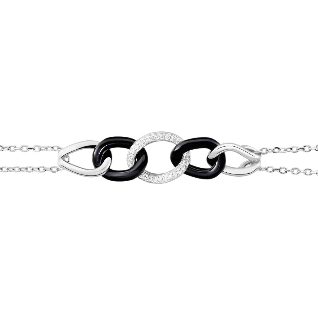Bracelet Link Argent Blanc Céramique Et Oxyde De Zirconium - Bracelets Femme | Histoire d’Or