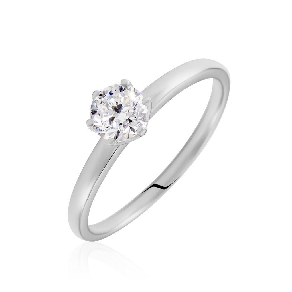 Bague Natalia Ld Platine Blanc Diamant Synthétique - Bagues solitaires Femme | Histoire d’Or