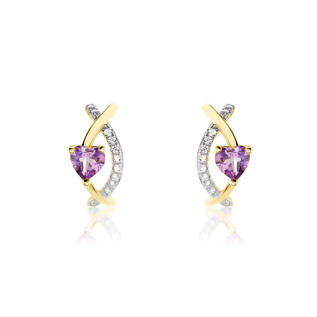 Créoles Clothilde Or Jaune Améthyste Oxyde De Zirconium - Boucles d'oreilles créoles Femme | Histoire d’Or