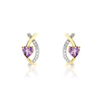 Créoles Clothilde Or Jaune Améthyste Oxyde De Zirconium