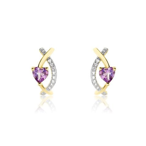 Créoles Clothilde Or Jaune Améthyste Oxyde De Zirconium - Boucles d'oreilles créoles Femme | Histoire d’Or