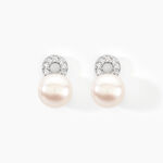 Boucles D'oreilles Pendantes Lilio Argent  Perle De Culture Et Oxyde - Boucles d'oreilles fantaisie Femme | Histoire d&rsquo;Or