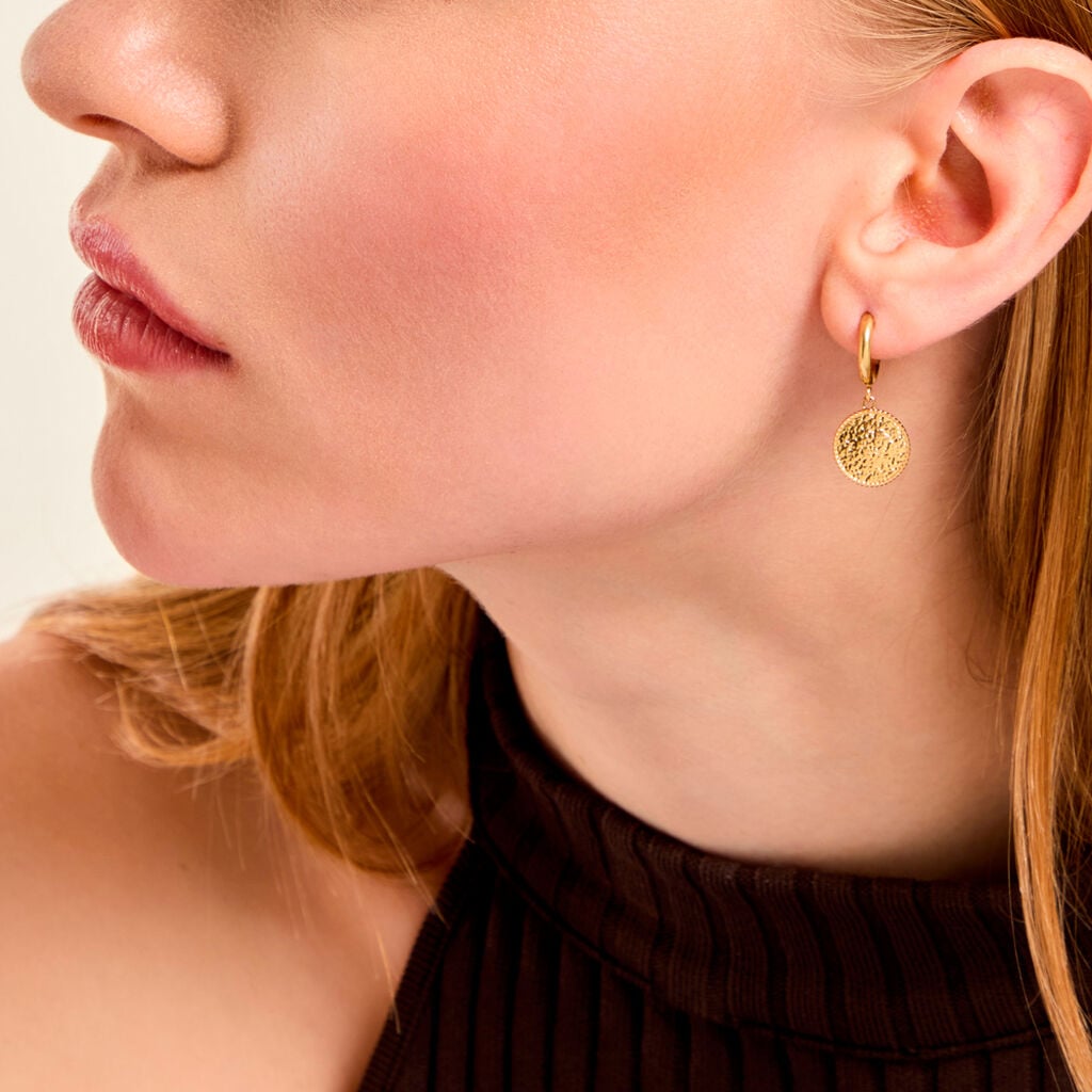 Cr&eacute;oles Hassana Acier Jaune - Boucles d'oreilles cr&eacute;oles Femme | Histoire d&rsquo;Or