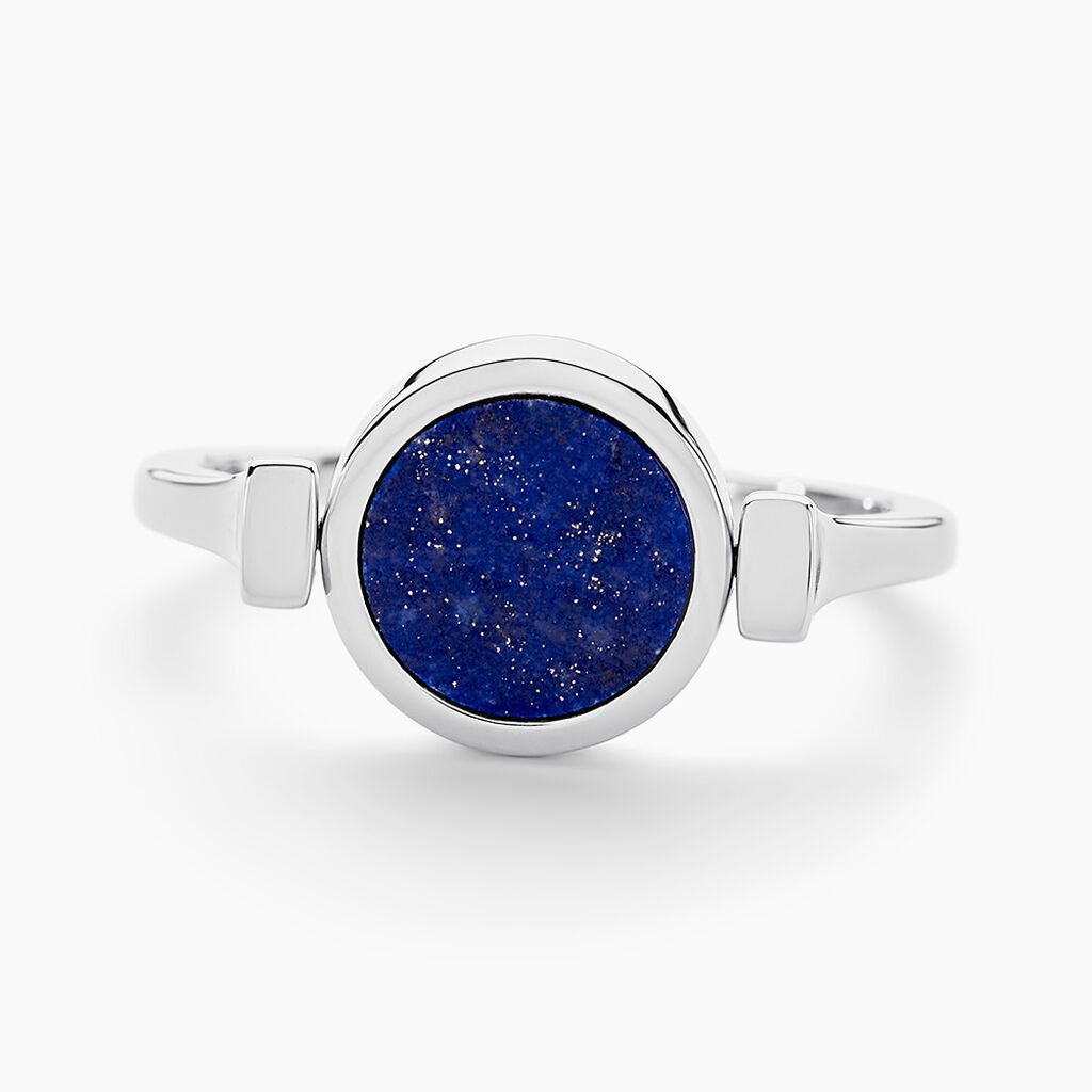 Bague Argent 925 Avec Lapis Lazuli Et Tourmaline - Taille 57, Occasion