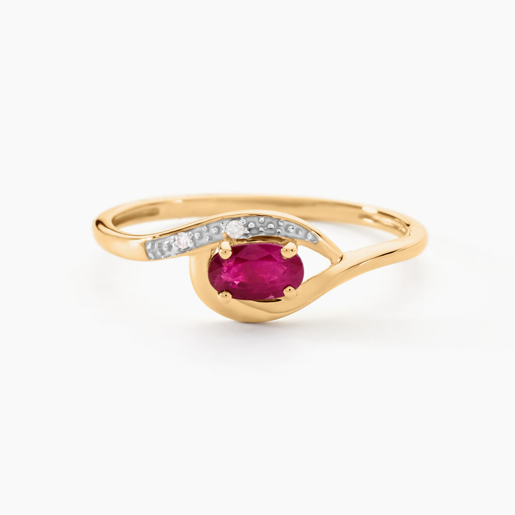 Bague Emotion Or Jaune Rubis Diamant - Bagues avec pierre Femme | Histoire d’Or