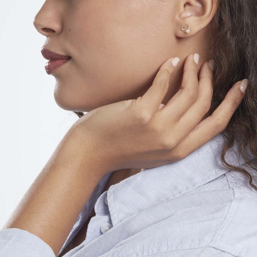 Boucles D'oreilles Puces Or Jaune Fergus Perle De Culture Oxyde - Clous d'oreilles Femme | Histoire d’Or