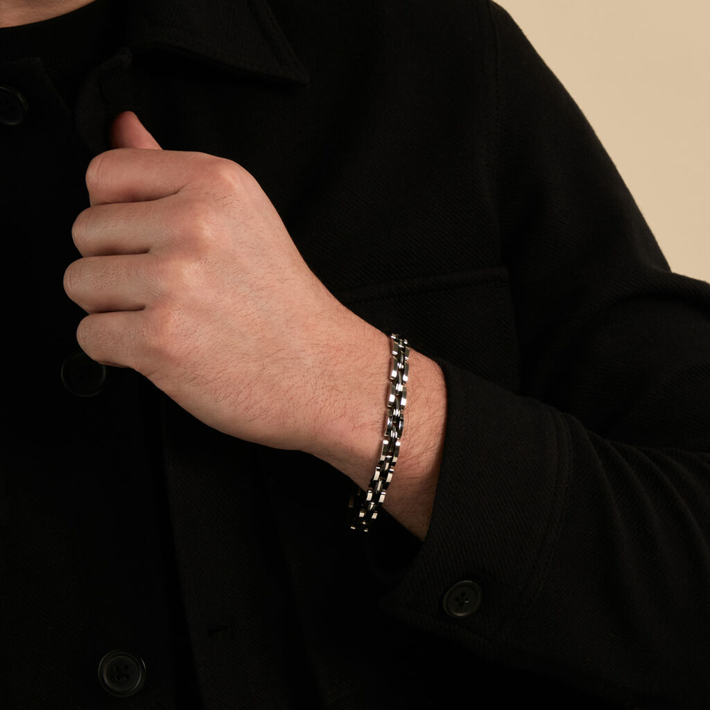 Bracelet Tom Acier Blanc - Bijoux sans pierre Homme | Histoire d&rsquo;Or