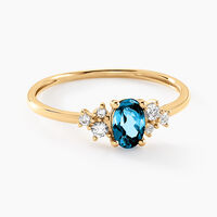 Bague Pansy Or Jaune Topaze Oxyde De Zirconium