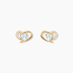 Boucles D'Oreilles Puces Creighton Argent Dor&eacute; A L'Or 750/1000 Topaze Oxyde De Zirconium - Clous d'oreilles Femme | Histoire d&rsquo;Or