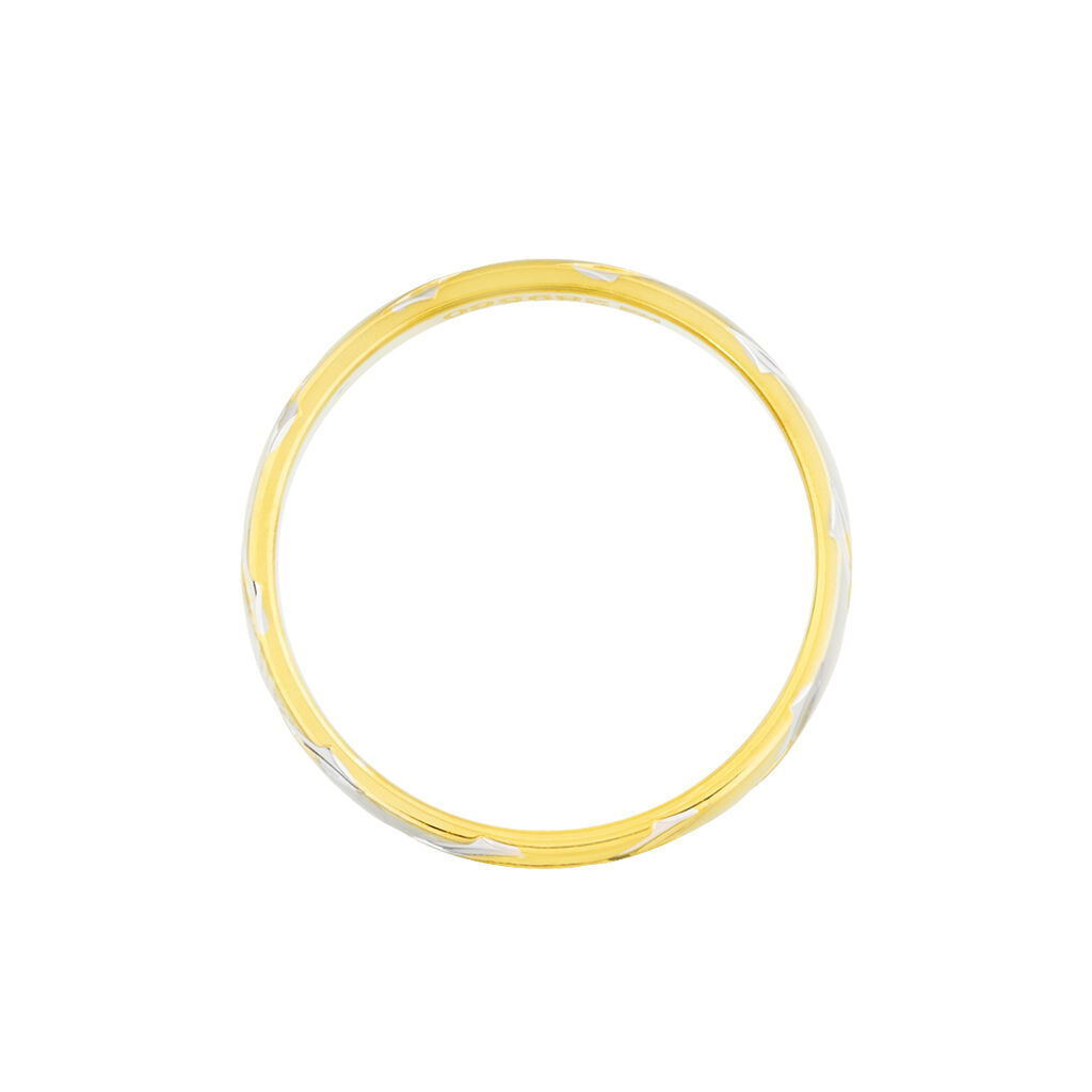 Alliance Strie Fantaisie Demi Jonc Classique Or Bicolore - Alliances Unisex | Histoire d&rsquo;Or