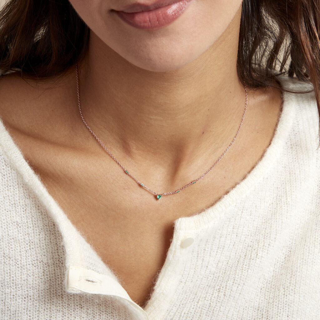 Collier Déclaration Argent Rose Oxyde De Zirconium - Colliers fantaisie Femme | Histoire d’Or