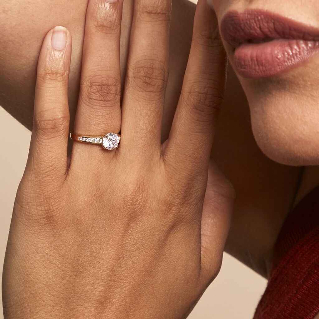 Bague Solitaire Or Jaune Oxyde De Zirconium - Bagues solitaires Femme | Histoire d’Or