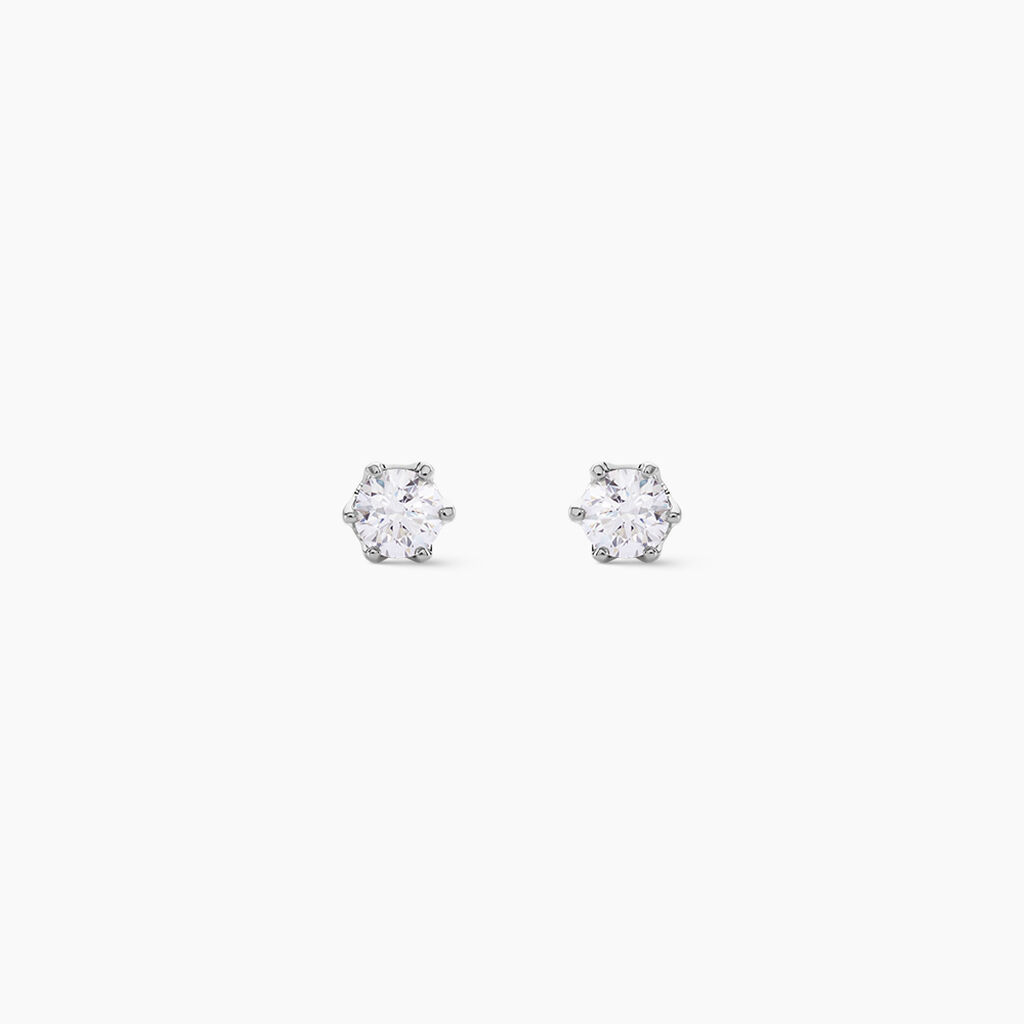 Boucles D'oreilles Puces Natalia Pl Platine Blanc Diamant - Boucles d'oreilles pierres pr&eacute;cieuses Femme | Histoire d&rsquo;Or