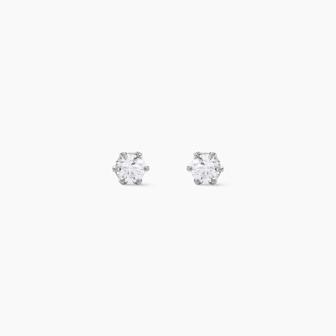 Boucles D'oreilles Puces Natalia Pl Platine Blanc Diamant - Boucles d'oreilles pierres pr&eacute;cieuses Femme | Histoire d&rsquo;Or